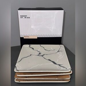 Short Stories Gray Marble Plate a Set of 4 8 x 8 inch Plates, NEW!